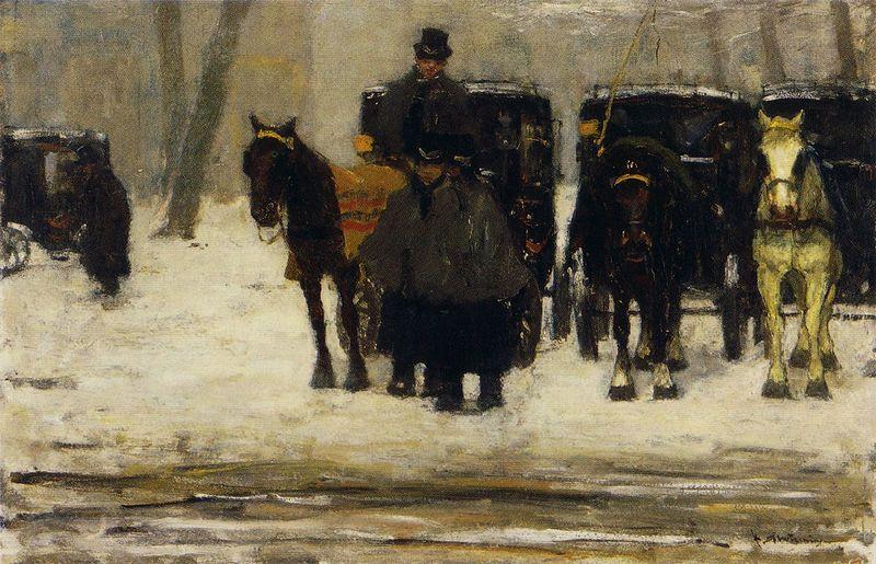 Floris Arntzenius Rental coaches in the snow oil painting image